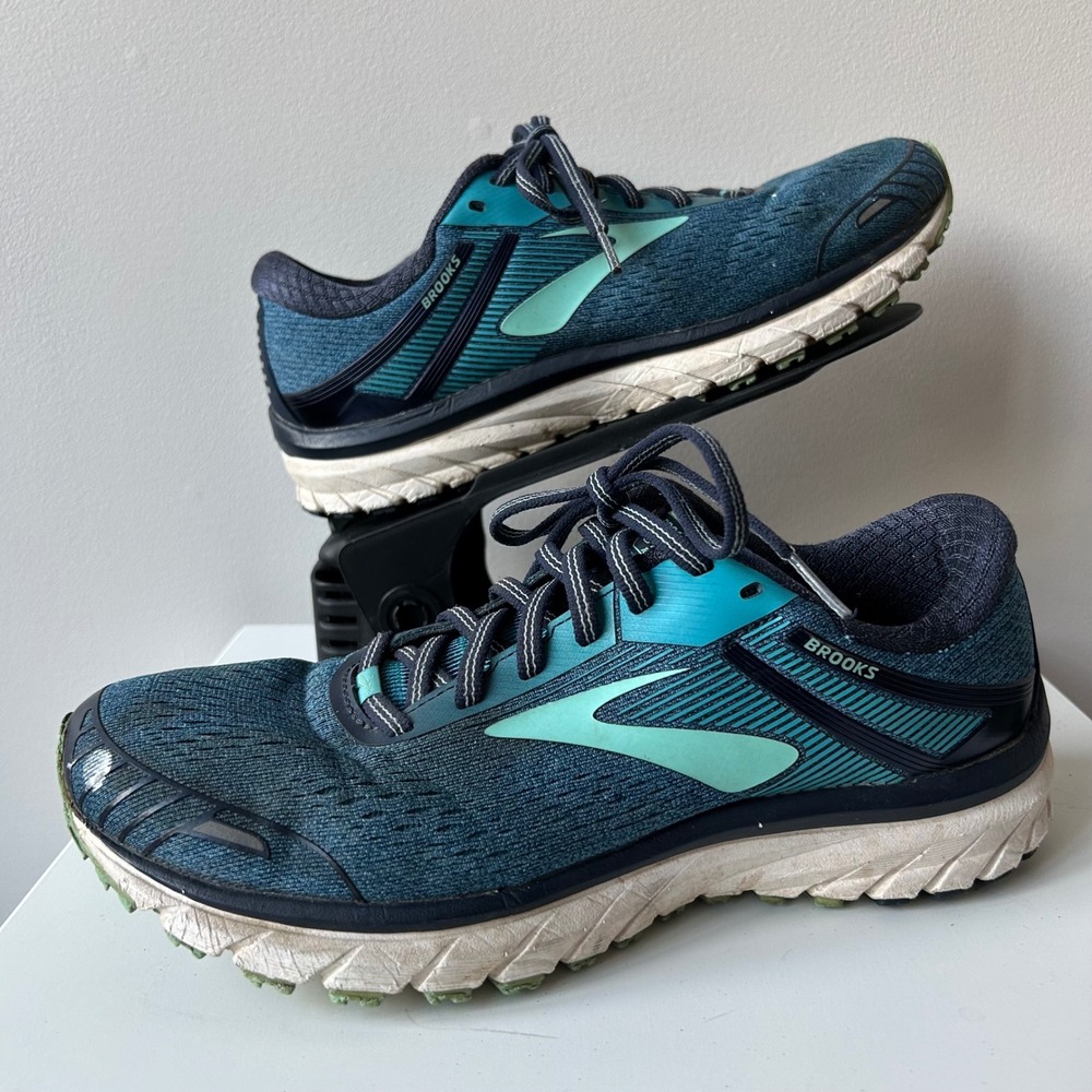 Brooks Adrenaline GTS 18 Running Shoes 9.5‎ Teal Navy Blue DNA Cushion Athletic